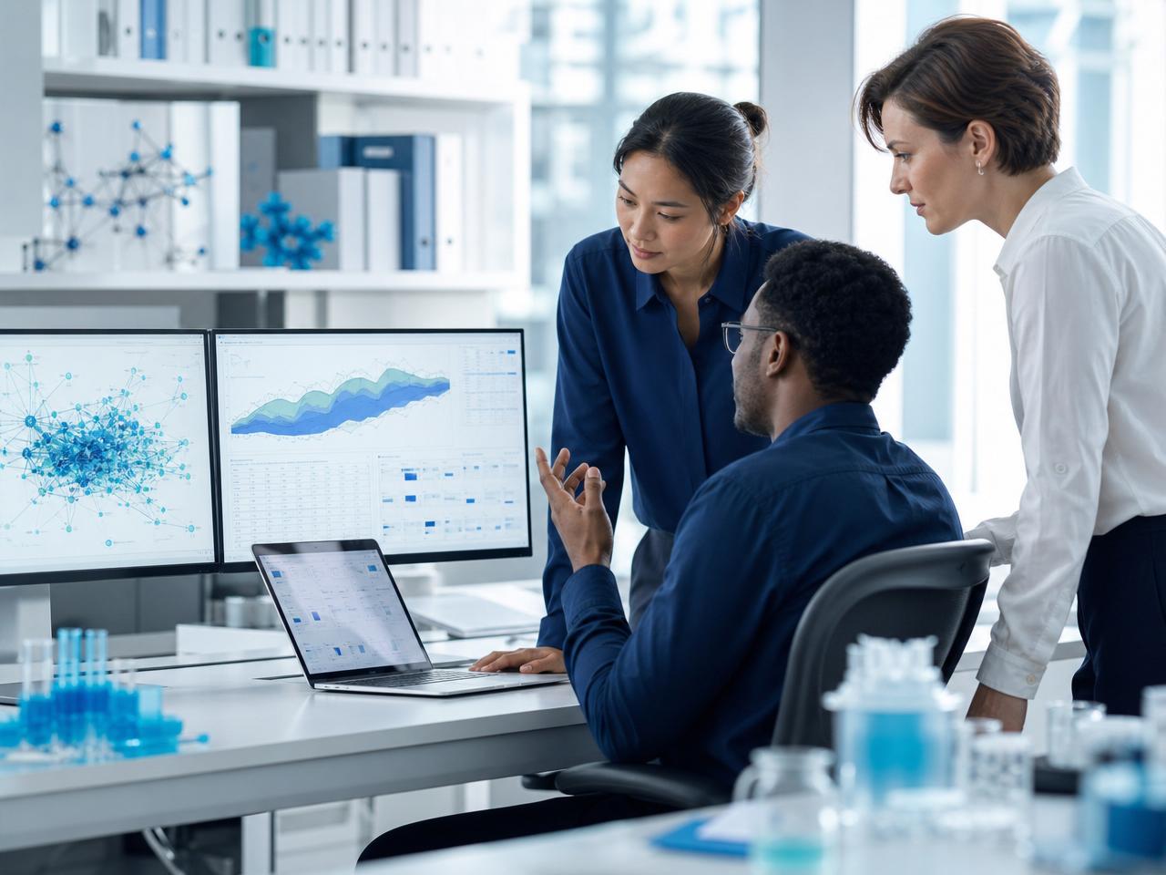 Team analysing clinical data and interview insights